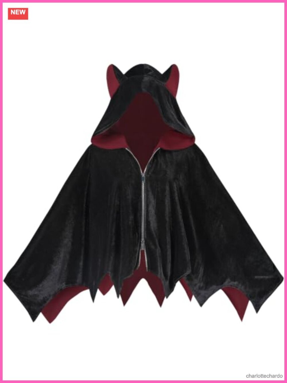 Velvet Hooded Bat Cape Cosplay Costume